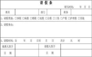 请假条申请书5篇